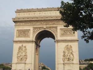 Arc de Triomphe's western façade, facing Avenue de La Grande Armée (Great Army) in Paris, the capital of France.