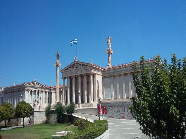 Academy of Athens, featuring neoclassical style, is a fine example of Greek architecture and one of the main city landmarks.