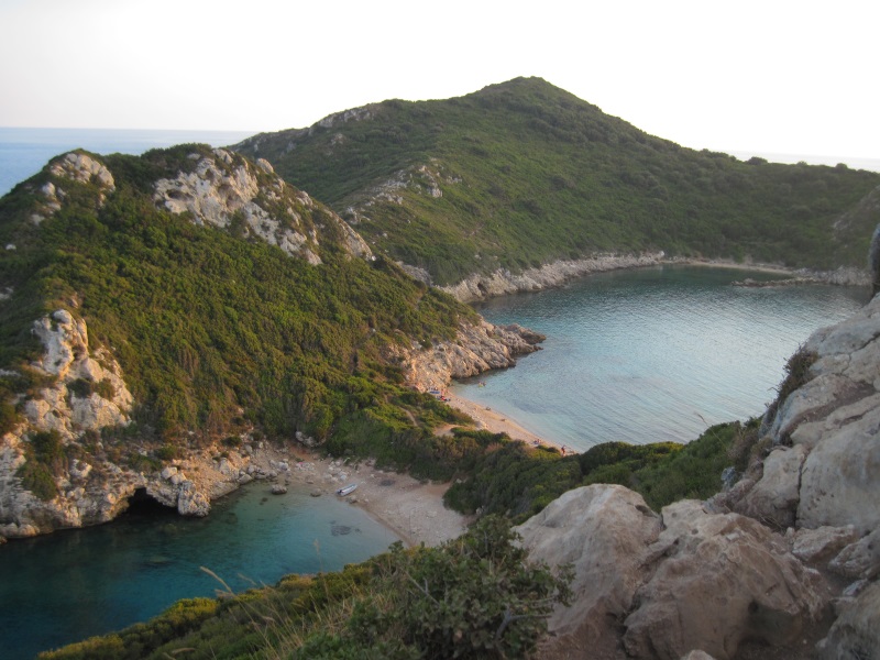 Porto Timoni, located near Afionas in northwest Corfu, consists of two beaches in small coves featuring sand and stones. 