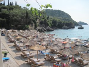 Liapades Beach, on the west side of Corfu Island, is a secluded beach in a verdant environment in a small holiday resort.