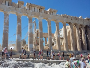 The Athens Acropolis, located atop a hill in the Greek capital, has a few temples, with Parthenon being the chief landmark.