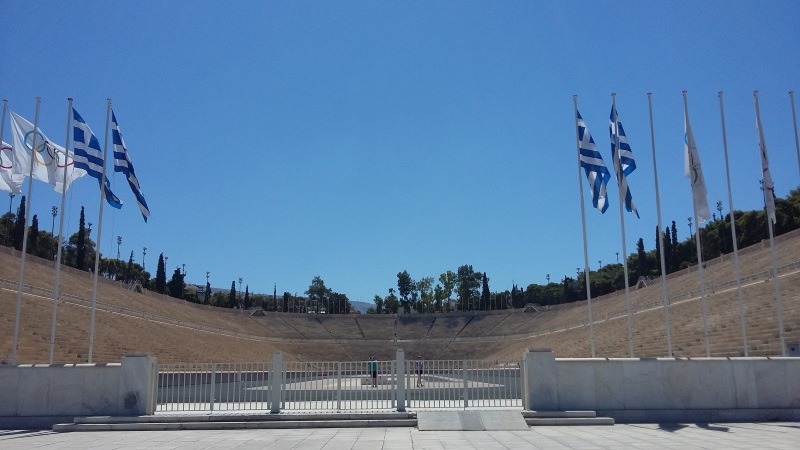 Panathenaic Stadium is entirely made of marble and was built to host the first modern Summer Olympic Games in 1896 in Athens.