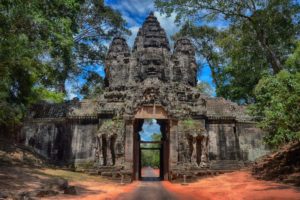 Angkor Thom, located near Angkor Wat, was the Khmer capital brimming with works of art decorating its gates and temples.