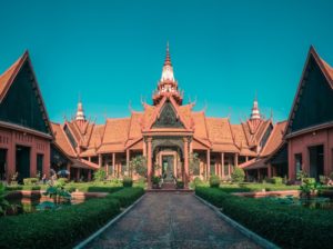 National Museum of Cambodia features the traditional Khmer architecture while the courtyard teems with ponds and greenery.