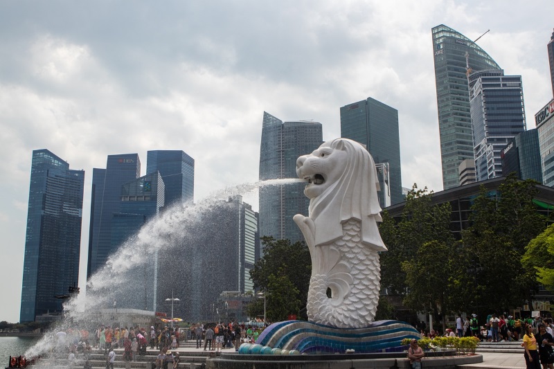 Merlion is a mythical half-lion, half-mermaid being that is the official mascot of the island nation of Singapore.