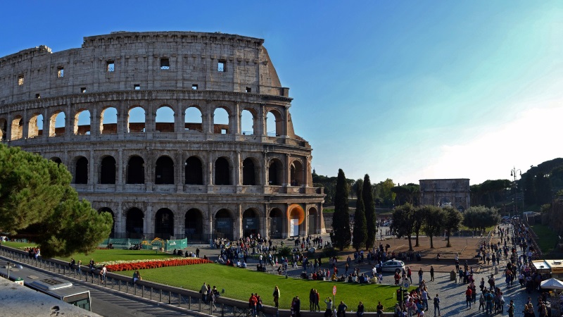 Colosseum is the largest Roman amphitheater ever built. Arch of Constantine is among a few Rome's remaining triumphal arches.